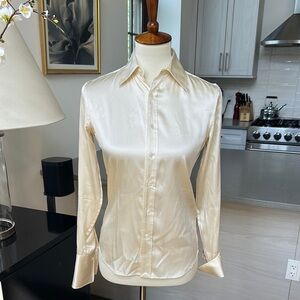 Ralph Lauren Black Label Cream Satin Shirt Size 2